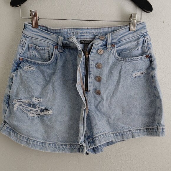 American Eagle Outfitters Pants - American Eagle Comfort Stretch Waistband Distressed 5 button Denim Shorts Size 6